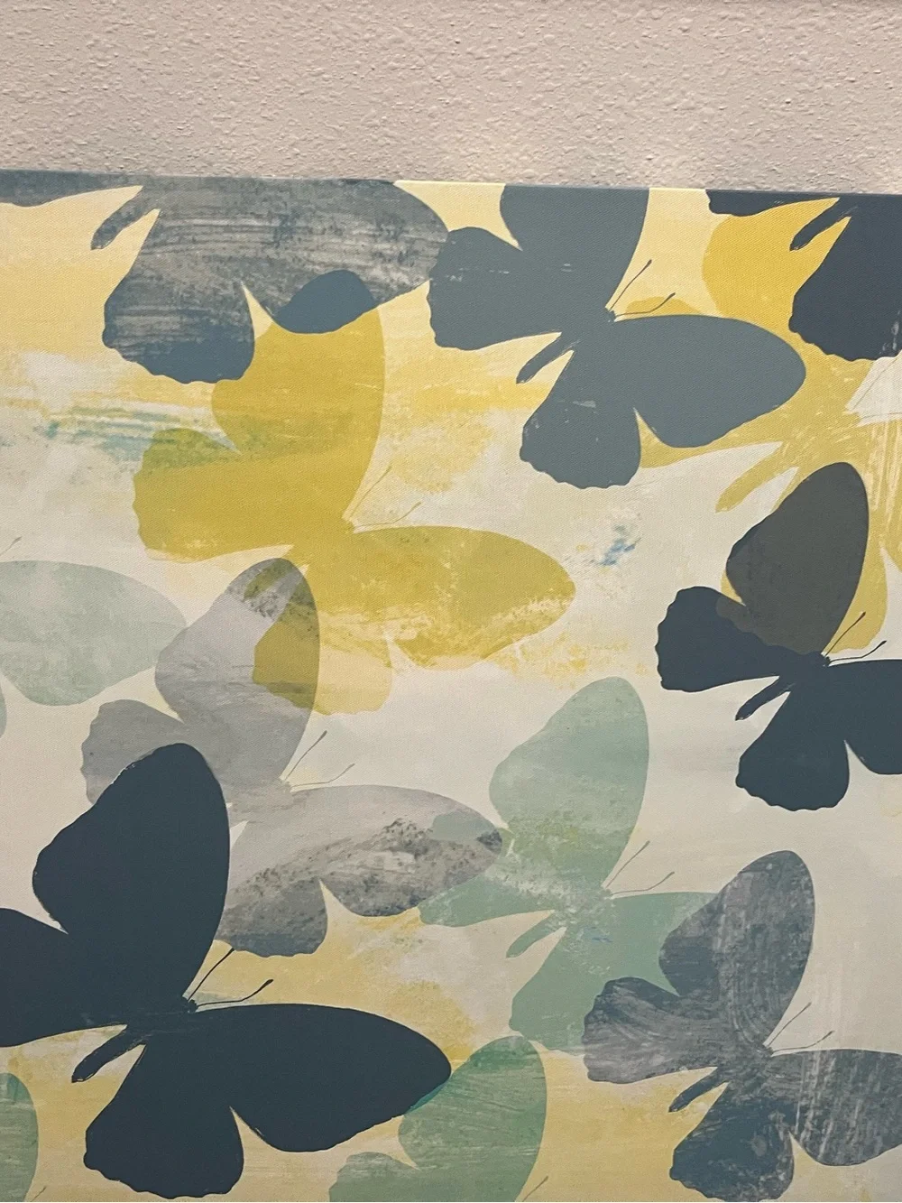 Butterfly Trio Canvas Wall Art - Yellow, Teal & Navy